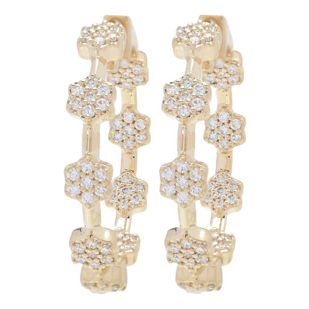 Gems of Distinction 14K Gold 0.75ctw Diamond Cluster Station Earrings