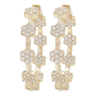 Gems of Distinction 14K Gold 0.75ctw Diamond Cluster Station Earrings