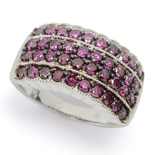 Diamond Treasures 14K White Gold 1.90ctw Purple Diamond 4-Row Ring