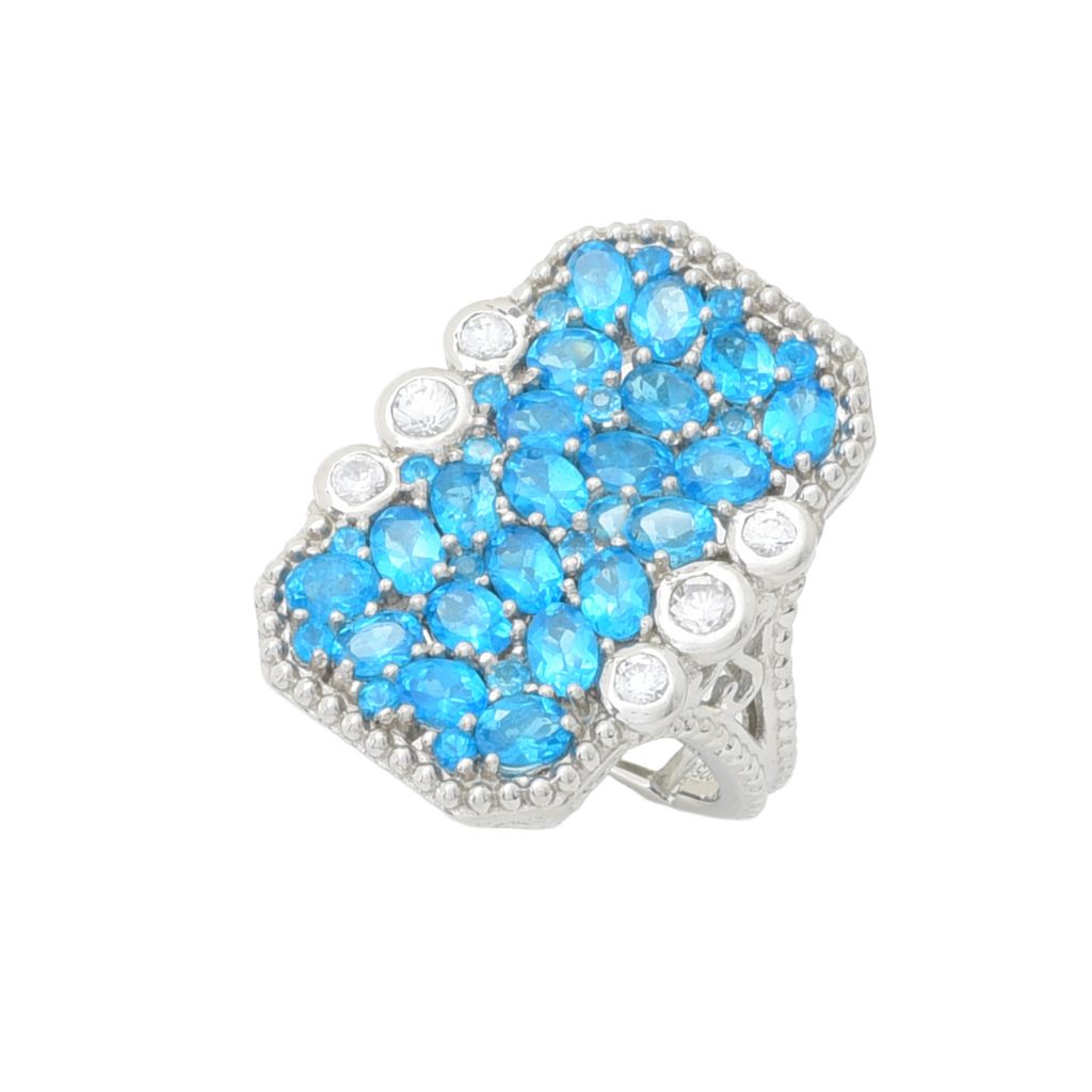 Dallas Prince 4.66ctw Neon Apatite & White Zircon Cluster Elongated Ring