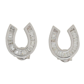 Diamond Treasures 0.59ctw Baguette Diamond Horseshoe Stud Earrings