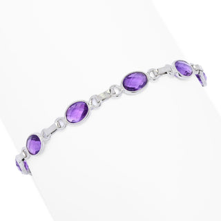 Elemental Gems Platinum Plated Choice of 7x5mm Oval Gemstone Bracelet