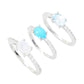 Elemental Gems Platinum Plated Gemstone & White Zircon Set of 3 Rings