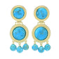 Elemental Gems 18K Gold Plated Mohave Turquoise Rope Detailed Drop Earrings
