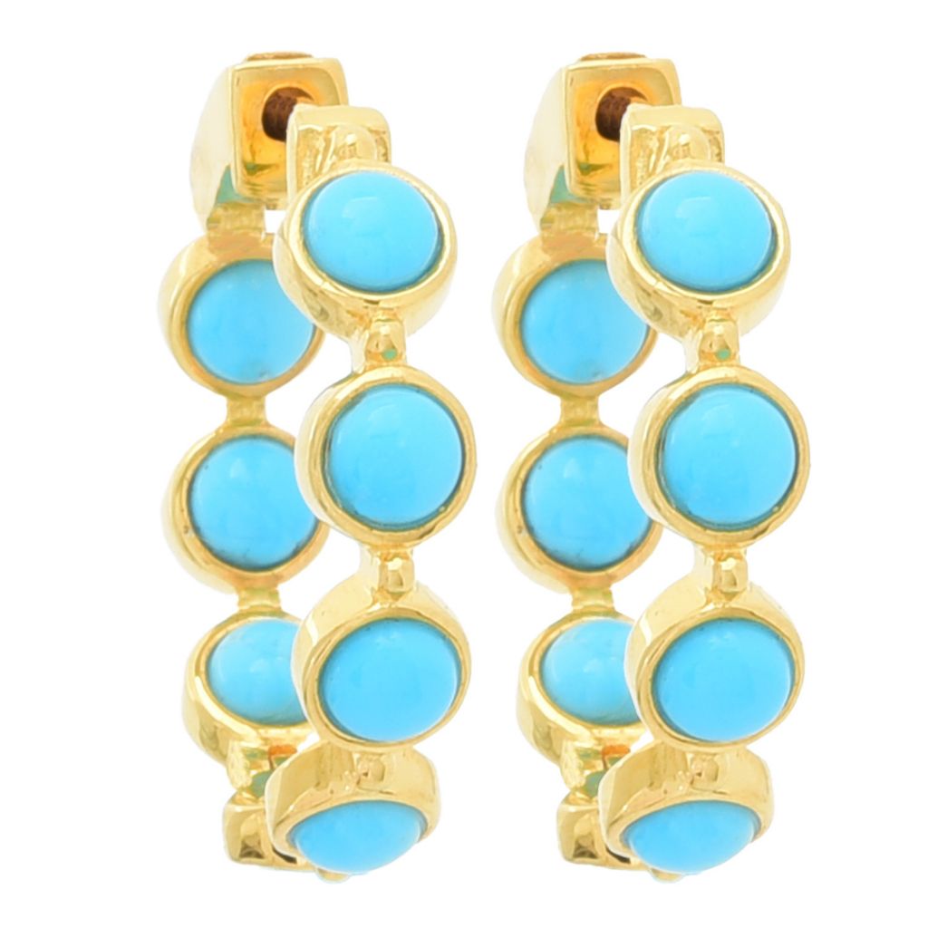 Elemental Gems 18K Gold Plated Choice of Gemstone Inside Out Hoop Earrings