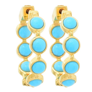Elemental Gems 18K Gold Plated Choice of Gemstone Inside Out Hoop Earrings