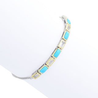 Elemental Gems Sleeping Beauty Turquoise & White Topaz Bolo Bracelet