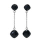 Elemental Gems Platinum Plated Cushion Shape Black Onyx Dangle Earrings