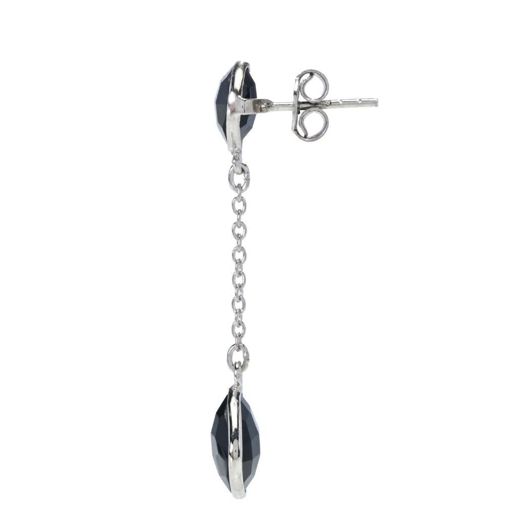 Elemental Gems Platinum Plated Cushion Shape Black Onyx Dangle Earrings