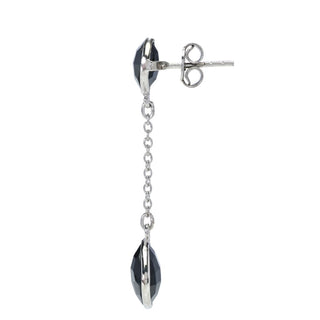 Elemental Gems Platinum Plated Cushion Shape Black Onyx Dangle Earrings
