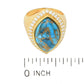 Elemental Gems 18K Gold Plated 18x11mm Blue Copper Turquoise & Zircon Halo Ring