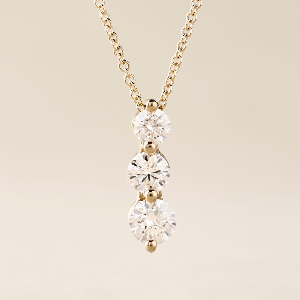 Peace Jewelers 14K Gold Choice of Carat Weight Lab Grown Diamond 3-Stone Pendant