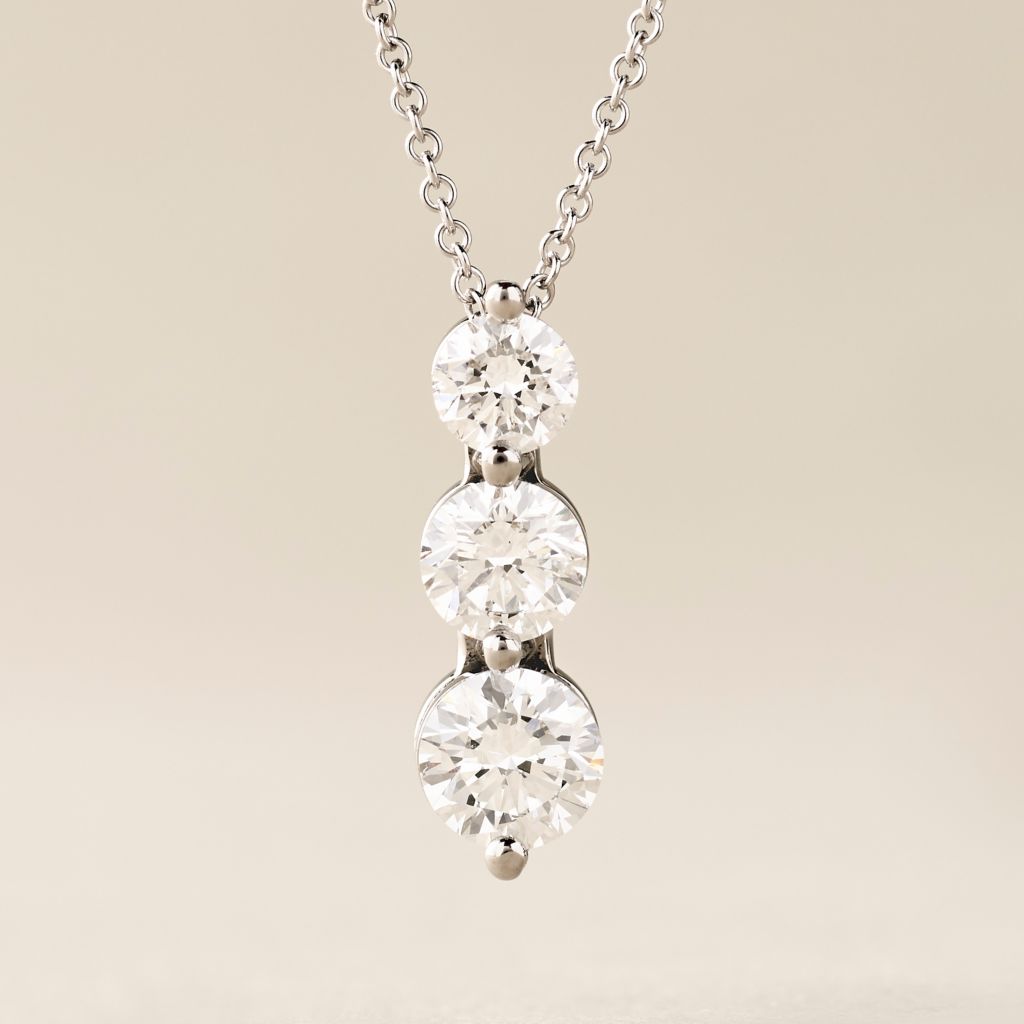 Peace Jewelers 14K Gold Choice of Carat Weight Lab Grown Diamond 3-Stone Pendant