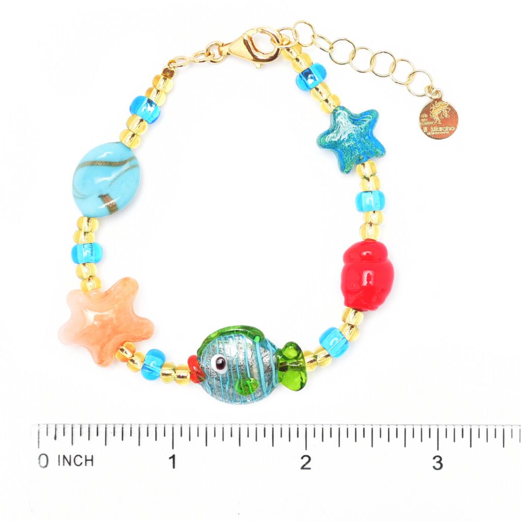Il Murano di Francesca 18K Gold Plated Sealife Murano Glass Bracelet