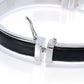 Sorrento Italian Silver Genuine Leather Inset Hinged Bangle Bracelet