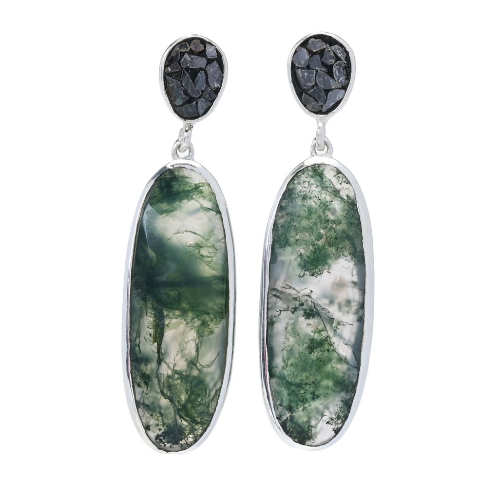 Artisan Silver by Samuel B. Choice of Gem & Black Diamond Drop Earrings