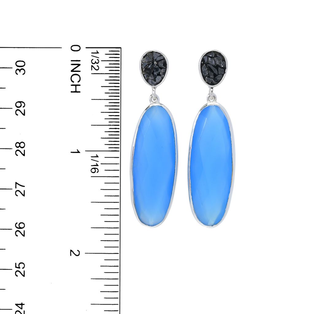 Artisan Silver by Samuel B. Choice of Gem & Black Diamond Drop Earrings