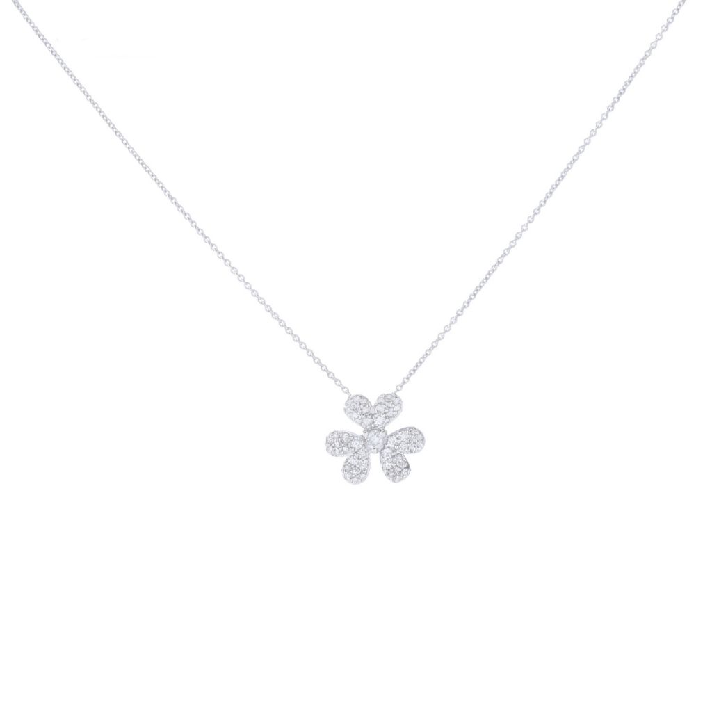 LALI Jewels 14K White Gold 0.47ctw Diamond Petal Necklace, 2.63 grams