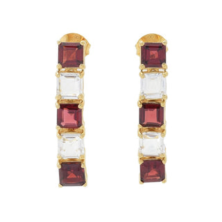 Gem Treasures 18K Vermeil 8.04ctw Garnet & White Topaz Drop Earrings