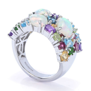 Gem Treasures Sterling Silver Choice of Gem Combo Wide Band Ring