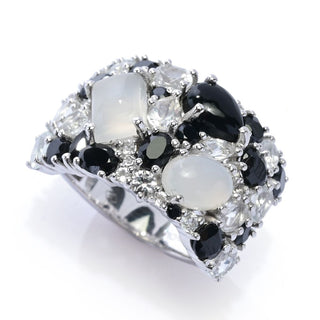 Gem Treasures Sterling Silver Choice of Gem Combo Wide Band Ring