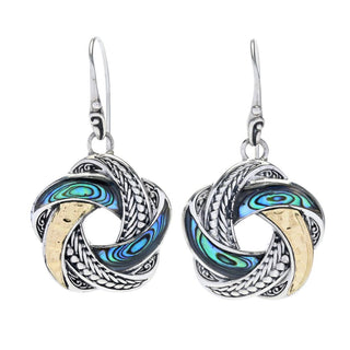 Artisan Silver by Samuel B. 18K Gold Accented Abalone Love Knot Earrings