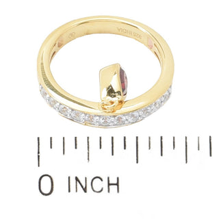 Gem Treasures 18K Vermeil 1.06ctw Garnet & White Zircon Charm Ring
