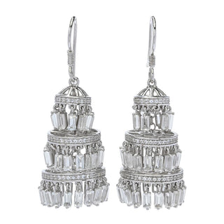 Gem Treasures 14.73ctw White Topaz Tiered Chandelier Drop Earrings