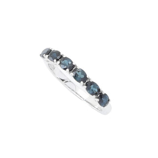 Gem Treasures Sterling Silver 1.02ctw Indicolite 6-Stone Band Ring