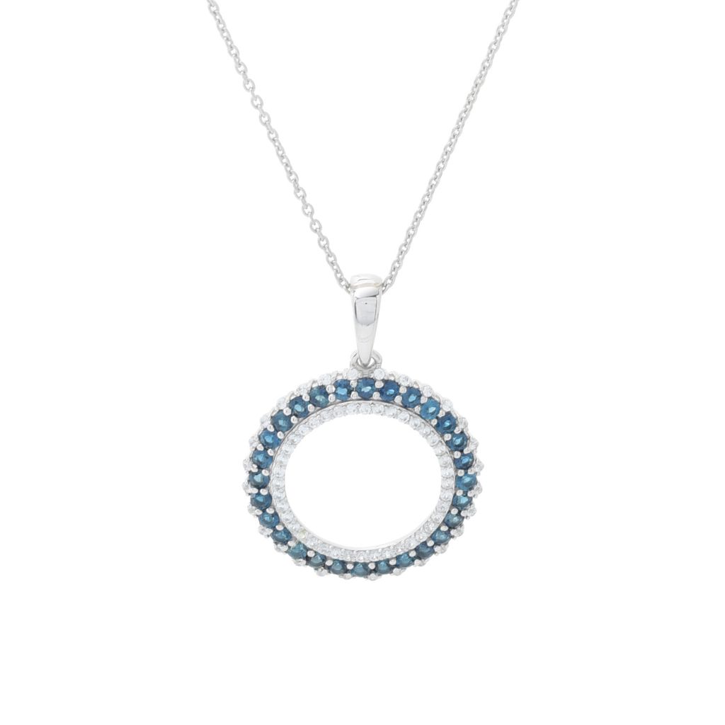 Gem Treasures 1.94ctw Indicolite & Zircon Eternity Pendant w/ Chain