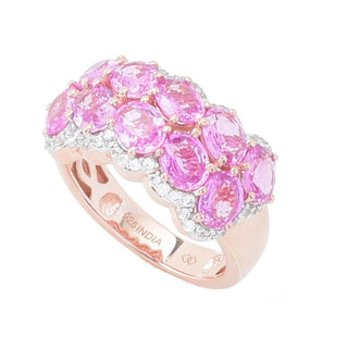 Gem Treasures 4.74ctw Pink Sapphire & White Zircon Double Row Ring