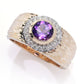 D'Arte 14K Hammered Gold 0.90ctw Purple Amethyst & Diamond Ring