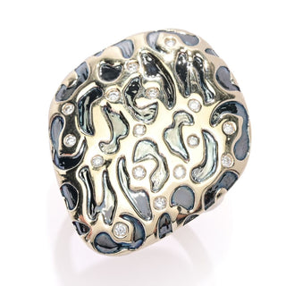 D'Arte 14K Leopard Gold 0.14ctw Burnished Diamond Freeform Ring