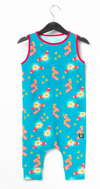 RAGS Apparel Kid's Tank Capri Hip Pocket Rag Romper Blue Size 12-18M