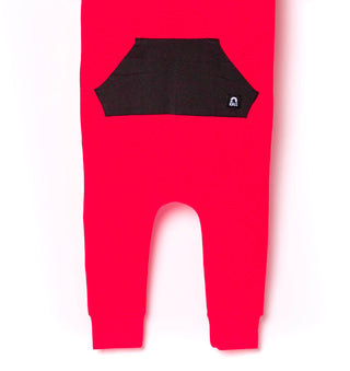 RAGS Apparel Kid's Short Sleeve Kangaroo Pocket Rag Romper Red Size 2T