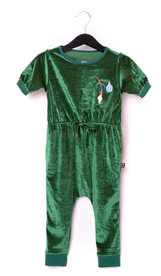 RAGS Apparel Kid's Puff Sleeve Gather Waist Rag Romper Green Size 2T