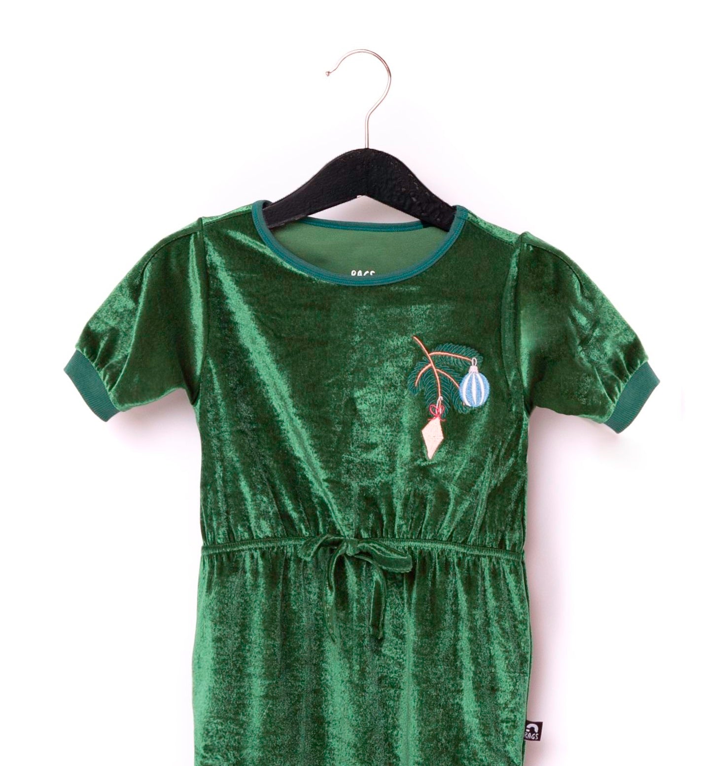 RAGS Apparel Kid's Puff Sleeve Gather Waist Rag Romper Green Size 2T