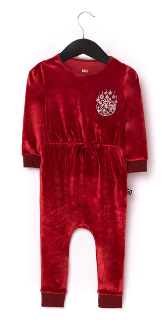 RAGS Apparel Kid's Long Puff Sleeve Gather Waist Rag Romper Purple Size 2T