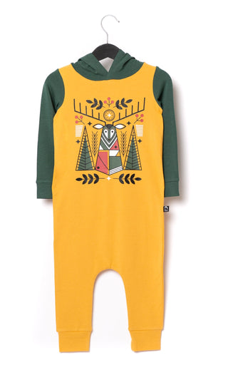 RAGS Apparel Kid's Long Sleeve Hooded Rag Romper Yellow Size 2T