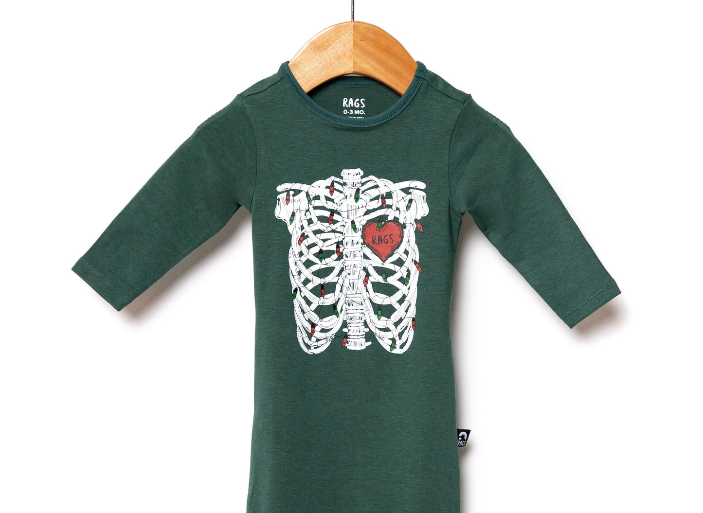 RAGS Apparel Kid's Infant Rag Romper Footies Green Size 0-3M