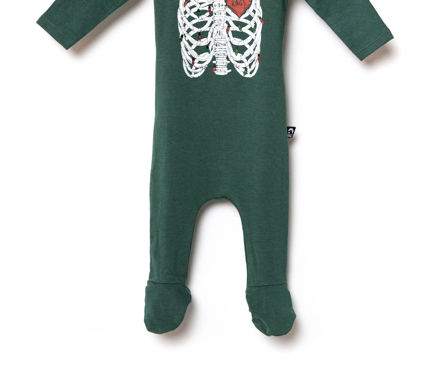 RAGS Apparel Kid's Infant Rag Romper Footies Green Size 0-3M