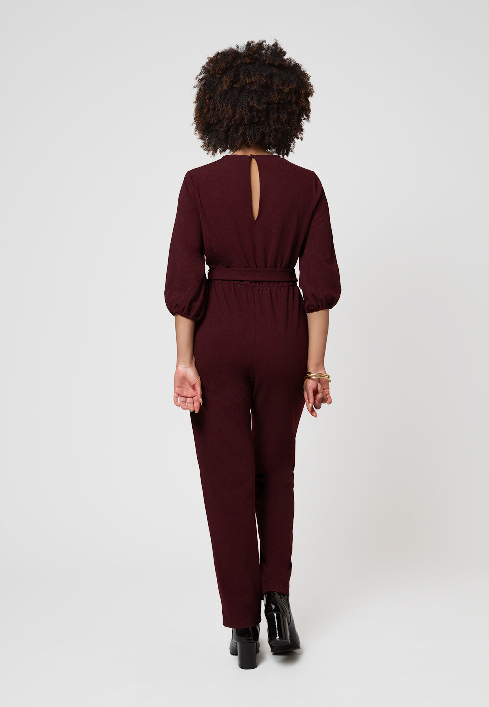 Leota Women's 3/4 Sleeve Sandra Jumpsuit in Maroon Red