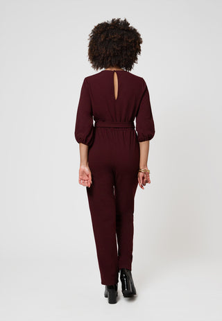 Leota Women's 3/4 Sleeve Sandra Jumpsuit in Maroon Red