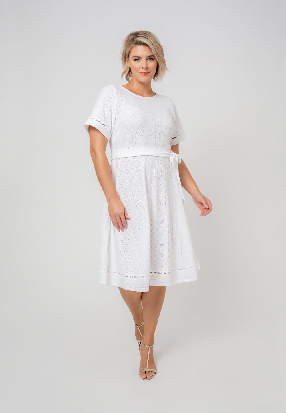 Leota Women's Genesis Eyelet Jersey Dress White