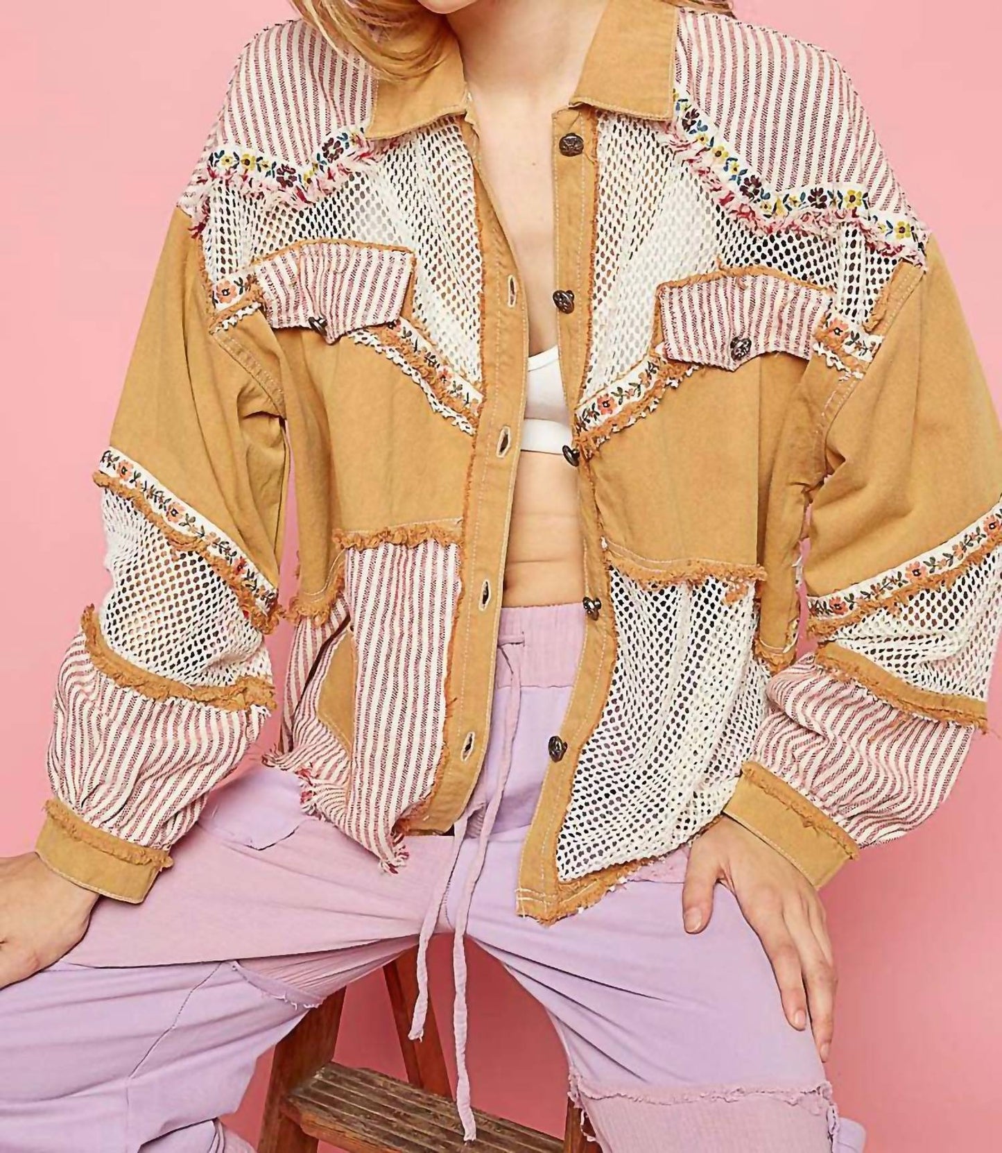 Pol - EMBROIDERY TRIM JACKET