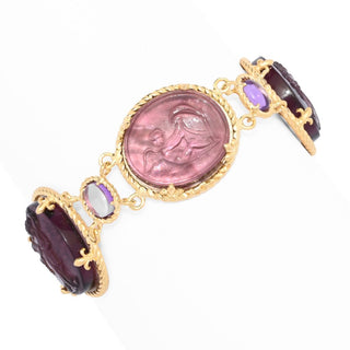 Tagliamonte 18K Gold Plated Venetian Glass Cameo & Gem Bracelet