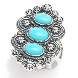 Southwest Elements Sterling Silver Sleeping Beauty Turquoise 3-Stone Ring