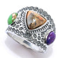 Southwest Elements Sterling Silver Choice of Mohave Turquoise 3-Stone Ring