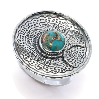 Southwest Elements Sterling Silver Kingman Turquoise Cowboy Hat Ring