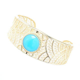 Passport to Turkey Gold Plated Filigree Choice of 18mm Agate Wide Cuff Bracelet